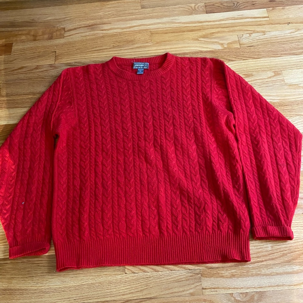 100% Cashmere chain knit sweater RARE mens L